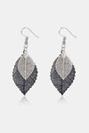 Leaf Shape Dangle Earrings Black White One Size Earrings - Tophatter Daily Deals