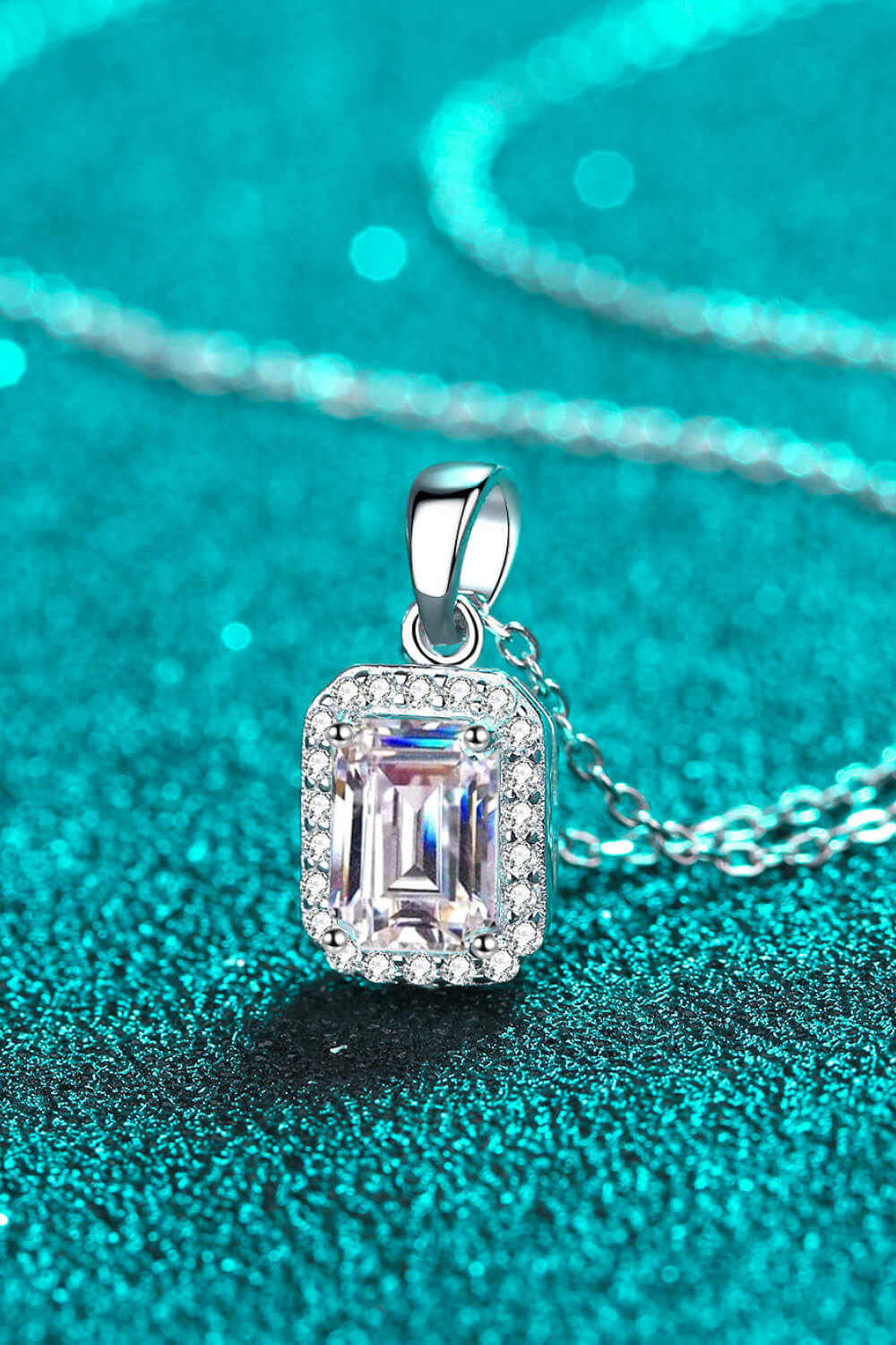 Square Moissanite Pendant Chain Necklace Moissanite - Tophatter Daily Deals