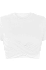 Round Neck Short Sleeve Crisscross Tee Women's T-Shirts - Tophatter Daily Deals