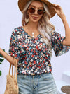 Floral Tie Back Lace Detail Short Sleeve Blouse Floral Blouses - Tophatter Daily Deals