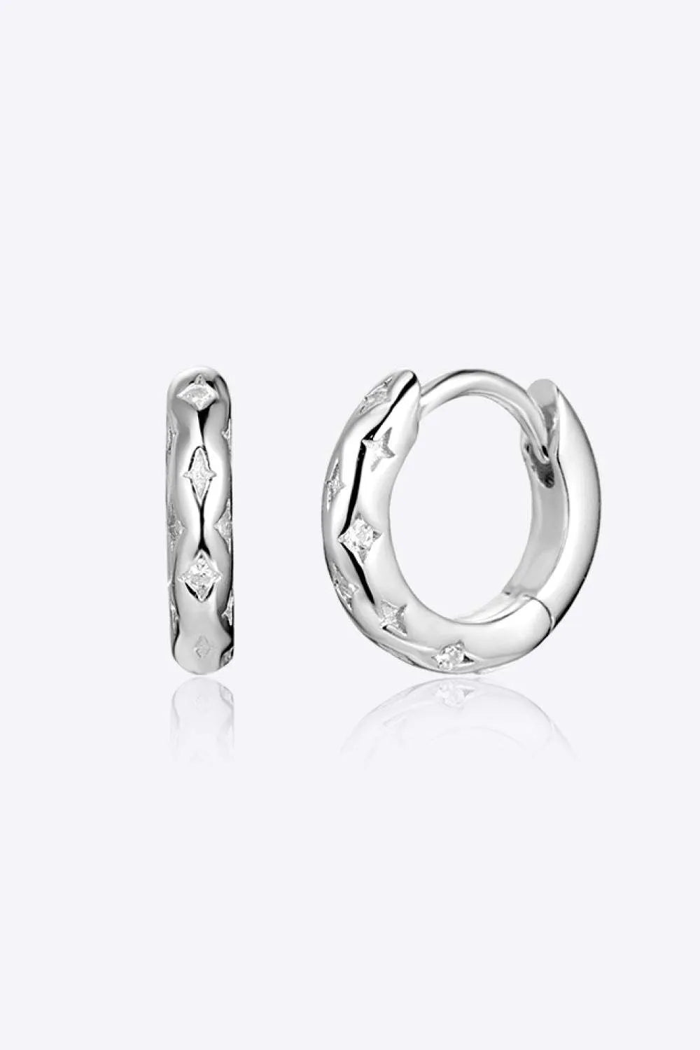 925 Sterling Silver Huggie Earrings Silver One Size Earrings - Tophatter Daily Deals