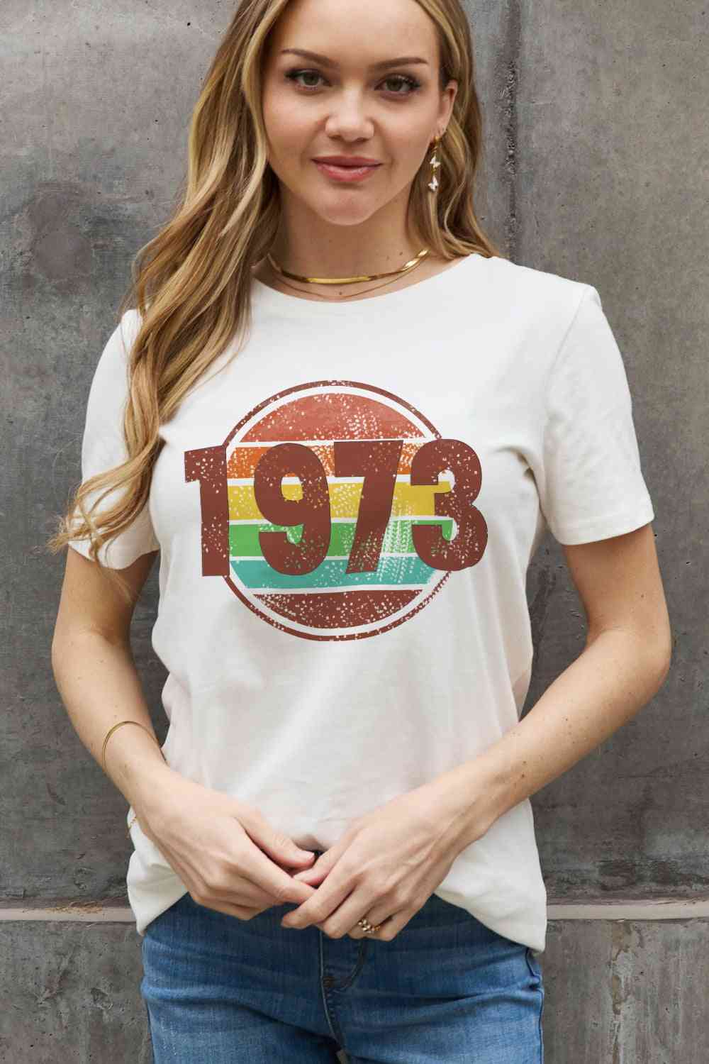 Simply Love Simply Love Full Size 1973 Graphic Cotton Tee Women's T-Shirts - Tophatter Daily Deals