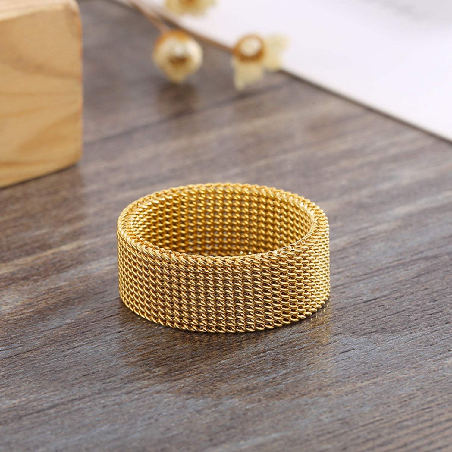 Weave Stainless Steel Ring Gold Rings - Tophatter Daily Deals