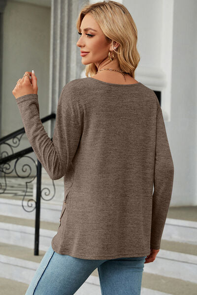 Round Neck Long Sleeve T-Shirt Women's T-Shirts - Tophatter Daily Deals