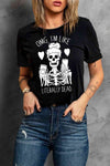 Halloween Skeleton Graphic Round Neck Tee Women's T-Shirts - Tophatter Daily Deals