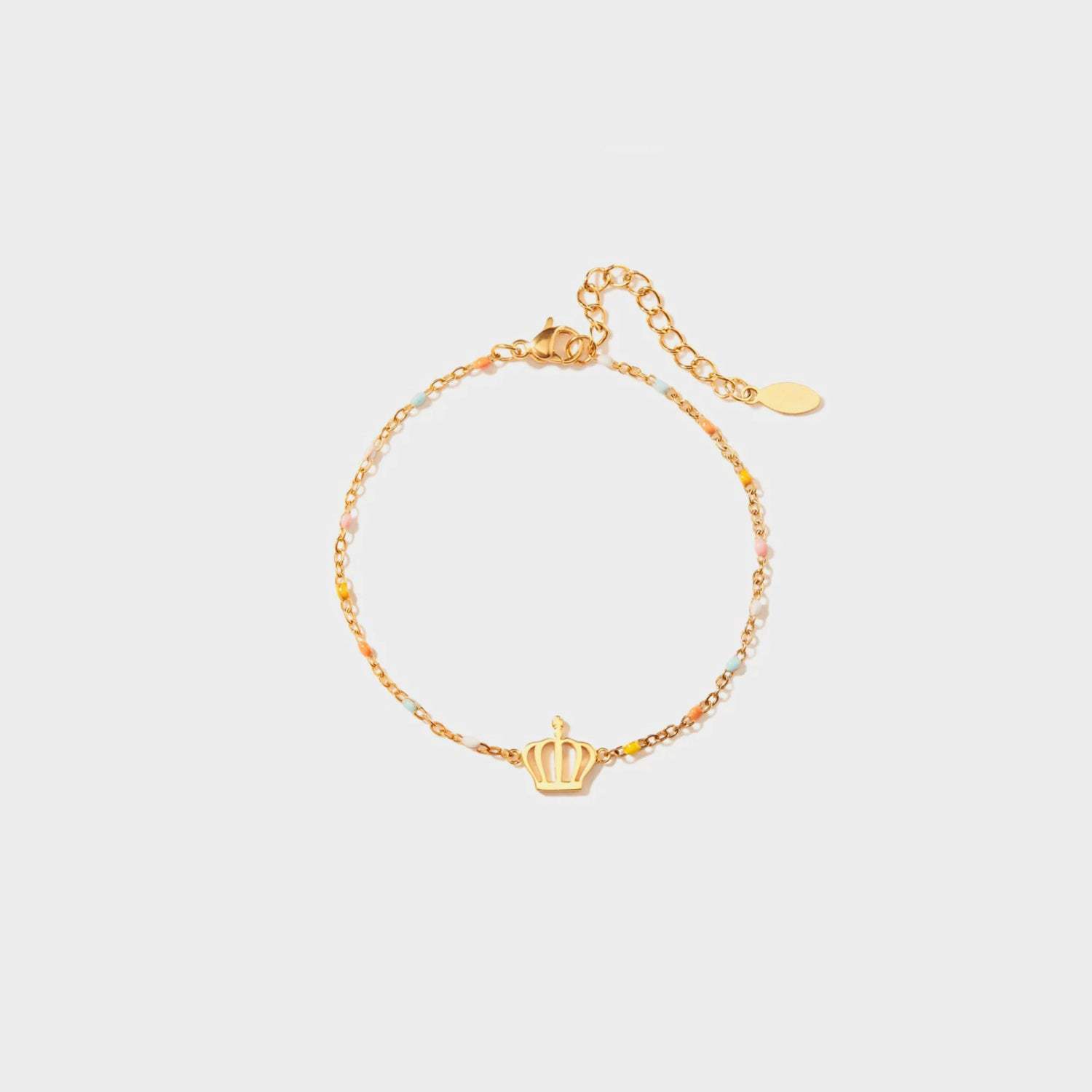 Crown Shape 18K Gold-Plated Bead Bracelet Gold One Size Bracelets - Tophatter Daily Deals