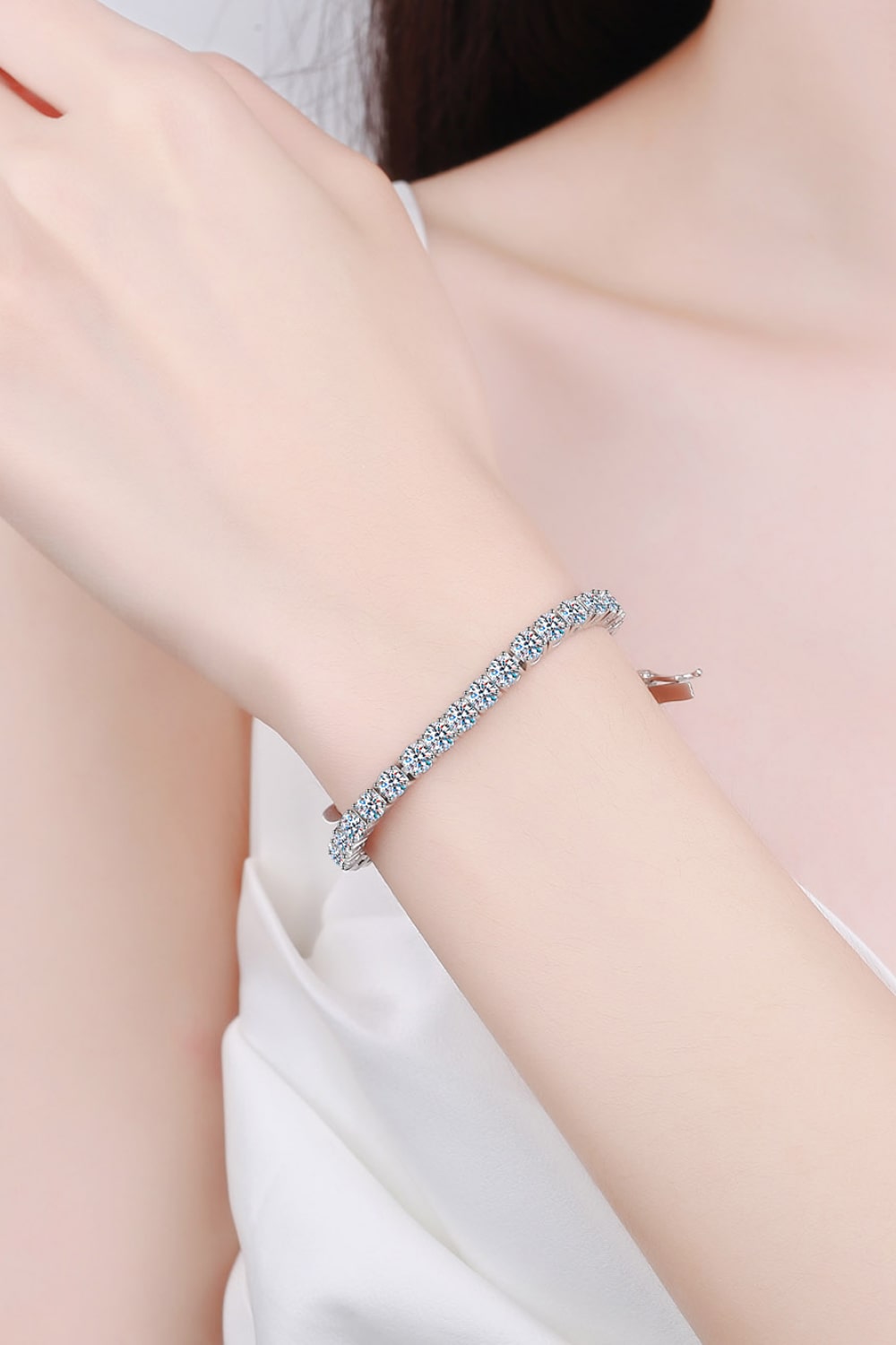 Moissanite Bracelet Silver One Size Moissanite - Tophatter Daily Deals