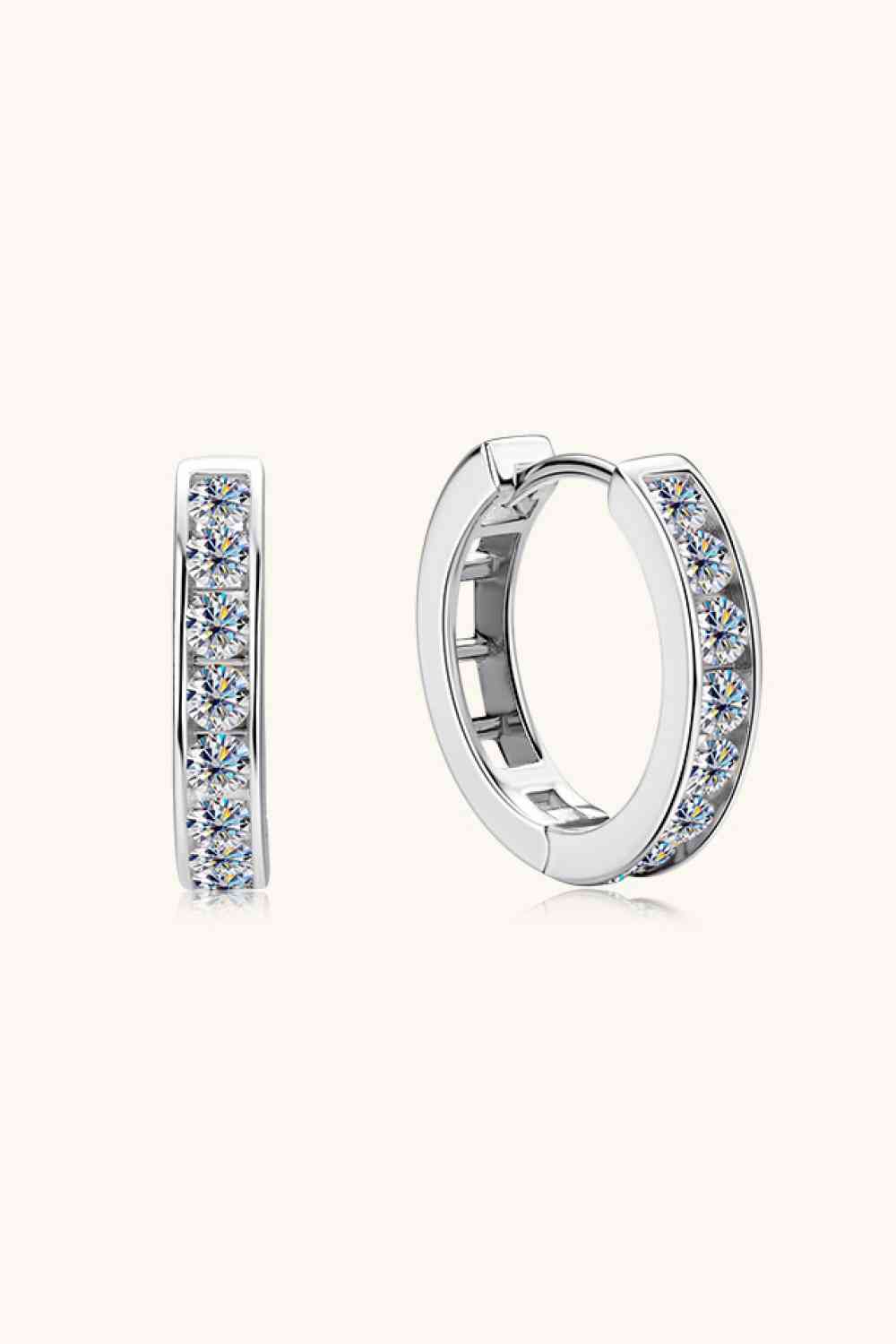 Moissanite 925 Sterling Silver Huggie Earrings Silver One Size Moissanite - Tophatter Daily Deals