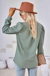 V-Neck Puff Sleeve Blouse Blouses - Tophatter Daily Deals