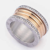 Inlaid Zircon Stainless Steel Ring Silver Rings - Tophatter Daily Deals