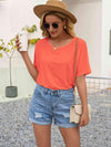 Round Neck Short Sleeve Top Blouses - Tophatter Daily Deals