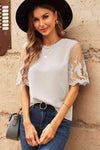 Half Sleeve Round Neck Blouse Blouses - Tophatter Daily Deals