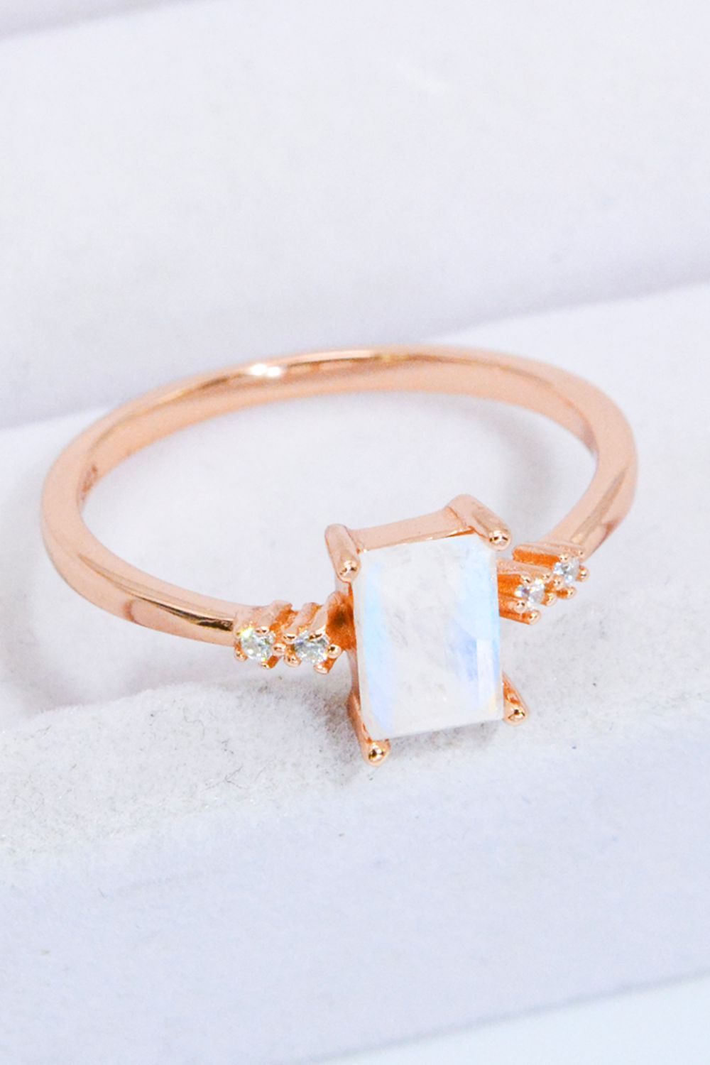 Rectangle Natural Moonstone Ring - Tophatter Shopping Deals