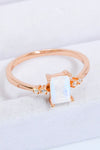 Rectangle Natural Moonstone Ring Rose Gold Moonstone - Tophatter Daily Deals