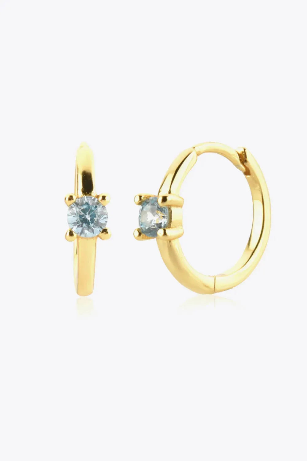 Zircon 925 Sterling Silver Huggie Earrings Pastel Blue One Size Earrings - Tophatter Daily Deals