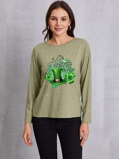 ST. PATRICK'S DAY Round Neck T-Shirt Sage Women's T-Shirts - Tophatter Daily Deals