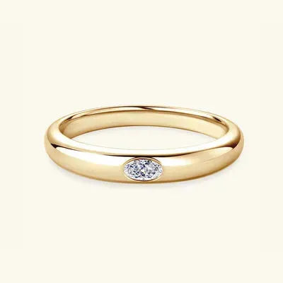 925 Sterling Silver Inlaid Moissanite Ring Gold Oval Drill Moissanite - Tophatter Daily Deals