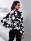 Floral V-Neck Balloon Sleeve Peplum Blouse Blouses - Tophatter Daily Deals