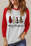 Christmas Tree Graphic Round Neck Long Sleeve T-Shirt White Women's T-Shirts - Tophatter Daily Deals