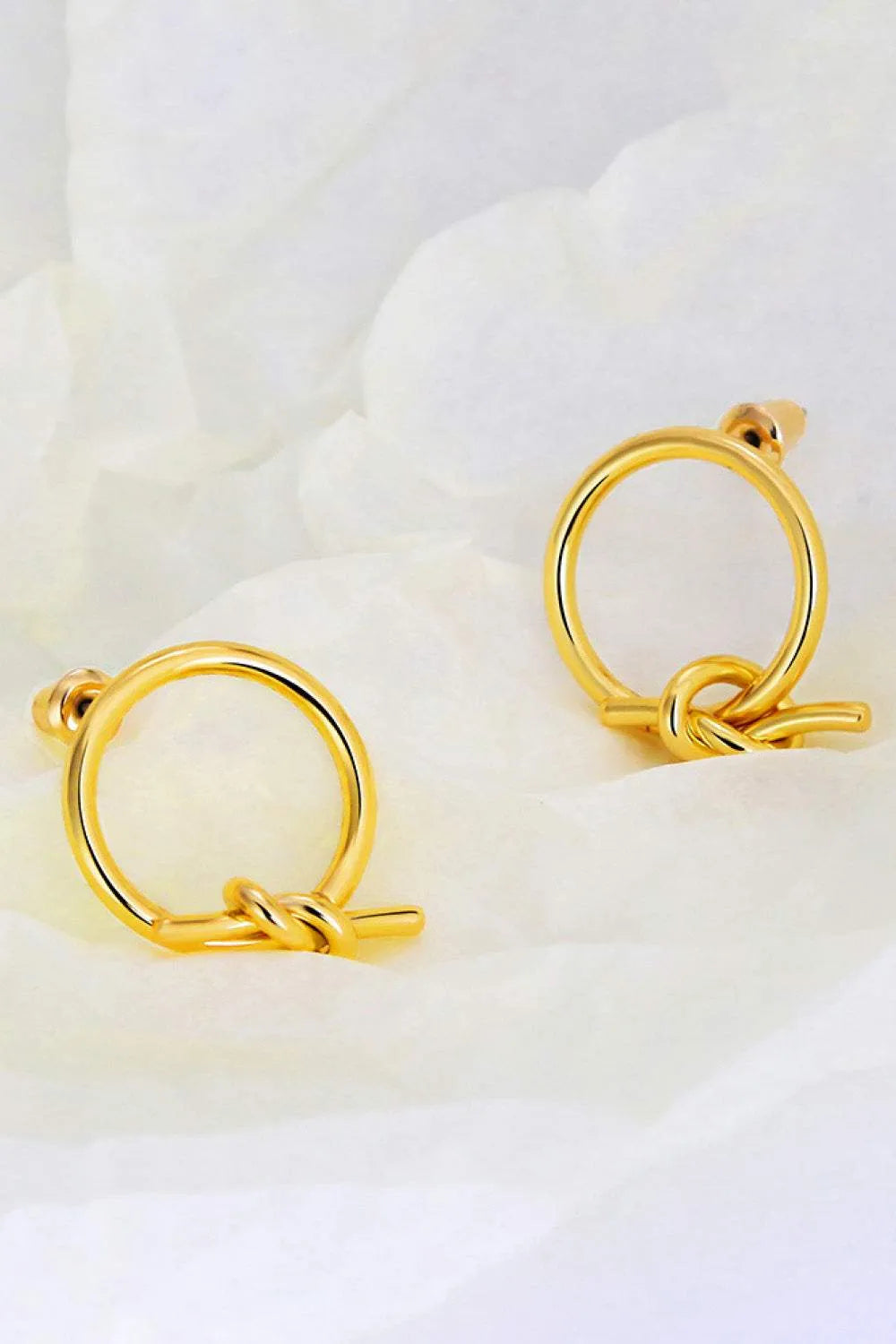 18K Gold-Plated Tied Hoop Earrings Earrings - Tophatter Daily Deals