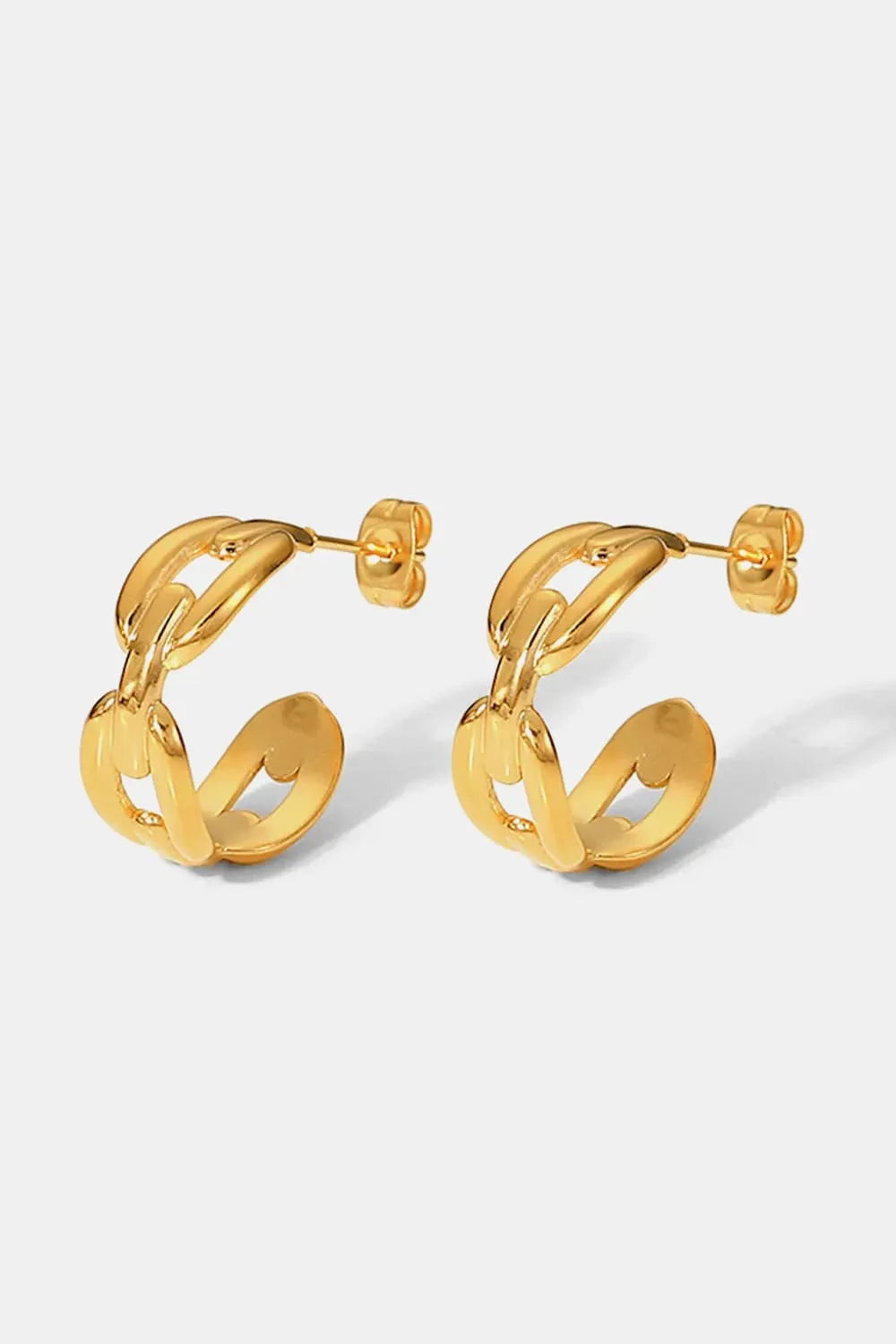 Stainless Steel C-Hoop Earrings Gold One Size Earrings - Tophatter Daily Deals