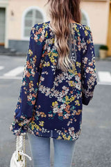 Floral Print Flounce Sleeve Blouse Blouses - Tophatter Daily Deals