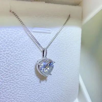 2 Carat Moissanite 925 Sterling Silver Necklace Moissanite - Tophatter Daily Deals