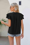 V-Neck Layered Flutter Sleeve Top Blouses - Tophatter Daily Deals