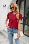 Petal Sleeve V-Neck Top Blouses - Tophatter Daily Deals