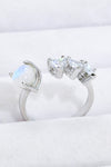 Natural Moonstone and Zircon Heart Open Ring Moonstone - Tophatter Daily Deals