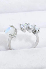 Natural Moonstone and Zircon Heart Open Ring Moonstone - Tophatter Daily Deals