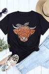 Animal Graphic Round Neck T-Shirt Women's T-Shirts - Tophatter Daily Deals