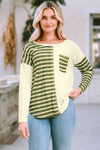 Striped Drop Shoulder T-Shirt Ivory Women's T-Shirts - Tophatter Daily Deals