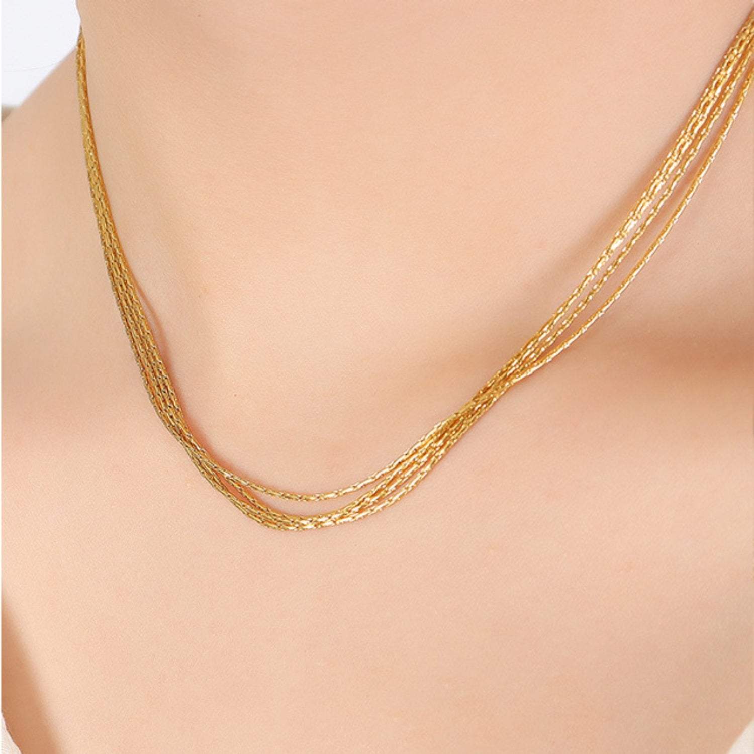 18K Gold-Plated Multi-Layer Clavicle Chain Necklace Necklaces - Tophatter Daily Deals