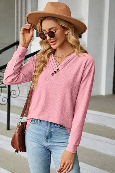 V-Neck Long Sleeve T-Shirt Women's T-Shirts - Tophatter Daily Deals
