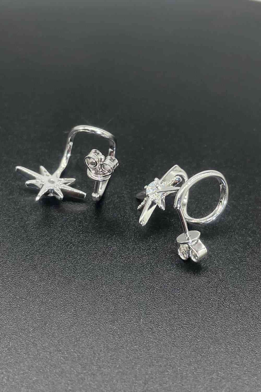 Moissanite Star Rhodium-Plated Earrings Moissanite - Tophatter Daily Deals