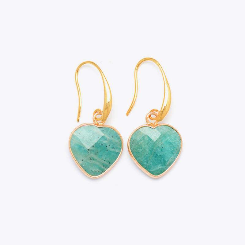 Natural Stone Heart Drop Earrings Mint Blue One Size Earrings - Tophatter Daily Deals