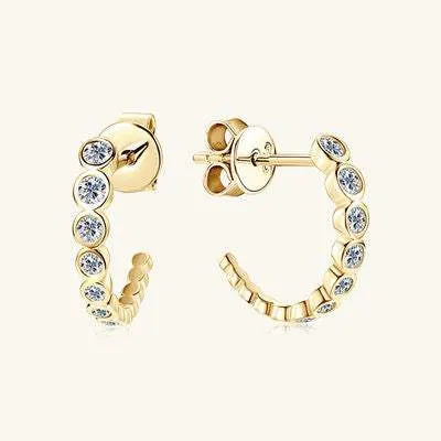 Inlaid Moissanite 925 Sterling Silver C-Hoop Earrings Moissanite - Tophatter Daily Deals