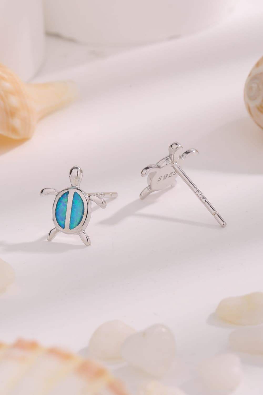 Opal Turtle 925 Sterling Silver Stud Earrings Opal - Tophatter Daily Deals