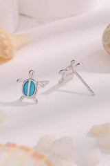 Opal Turtle 925 Sterling Silver Stud Earrings Opal - Tophatter Daily Deals