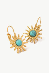 18K Gold Plated Sun-Shaped Earrings Gold Blue One Size Earrings - Tophatter Daily Deals