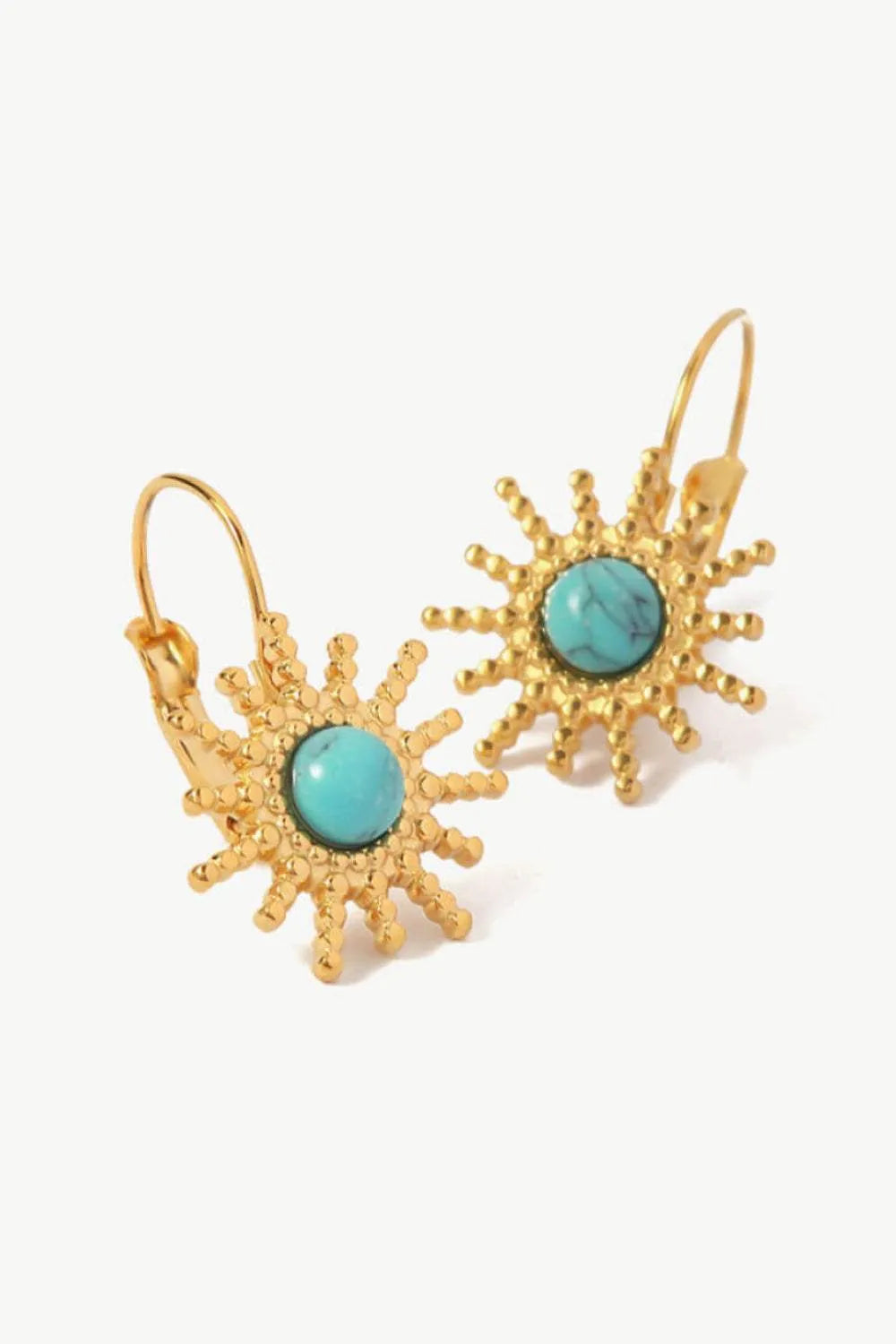 18K Gold Plated Sun-Shaped Earrings Gold Blue One Size Earrings - Tophatter Daily Deals
