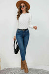 Round Neck Eyelet Long Sleeve Blouse Blouses - Tophatter Daily Deals