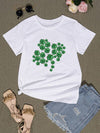 Lucky Clover Round Neck T-Shirt Women's T-Shirts - Tophatter Daily Deals