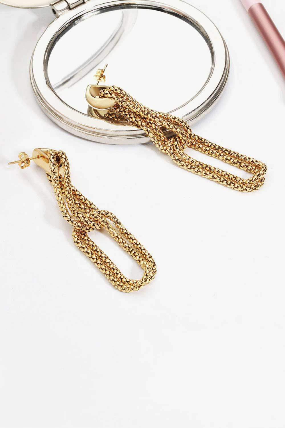 Gold-Plated D-Shaped Drop Earrings Earrings - Tophatter Daily Deals