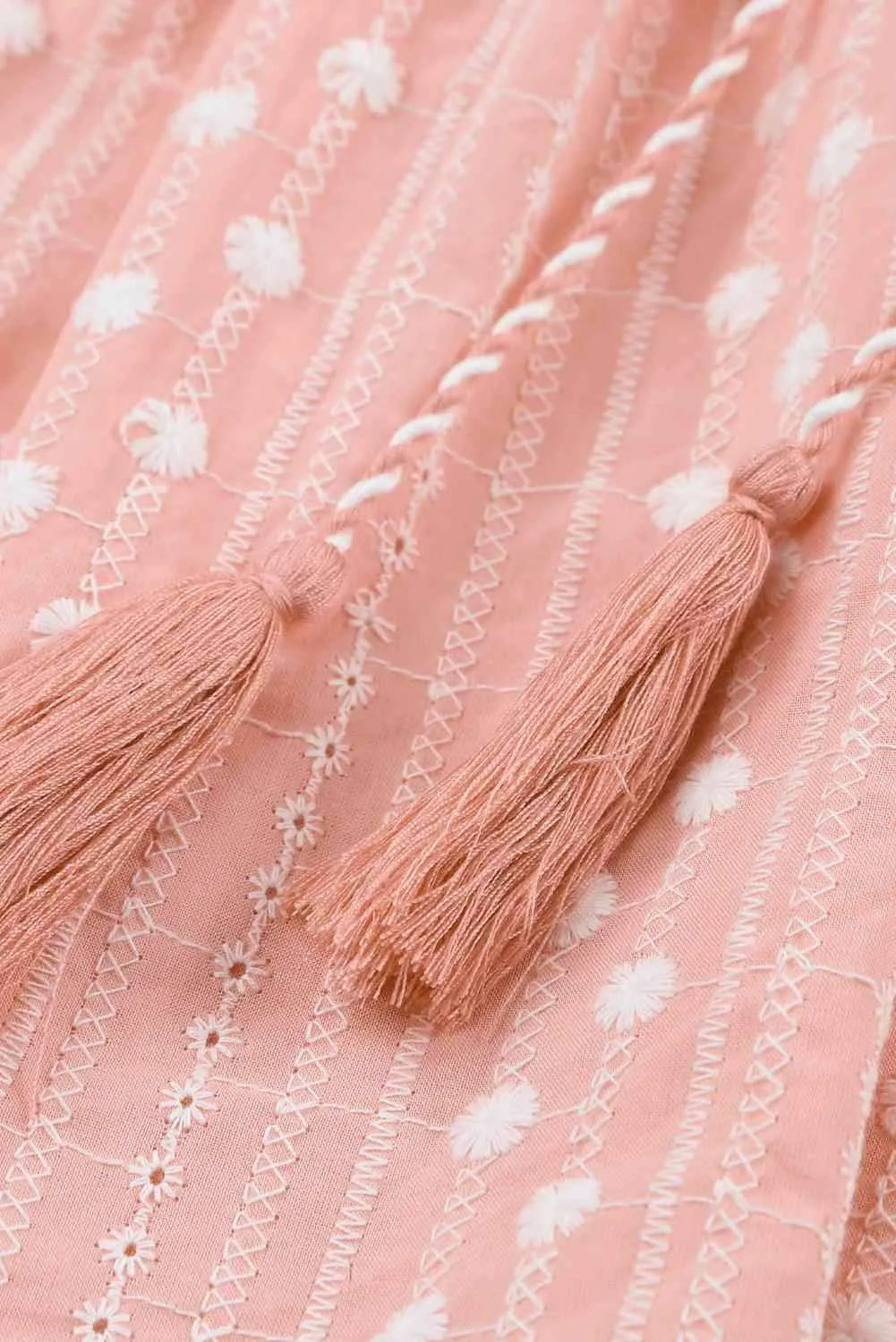 Embroidered Tassel Flounce Sleeve Babydoll Blouse Blouses - Tophatter Daily Deals