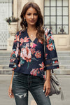 Printed Flare Sleeve Top Blouses - Tophatter Daily Deals