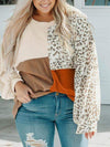 Plus Size Color Block Leopard Round Neck Top Dust Storm Blouses - Tophatter Daily Deals