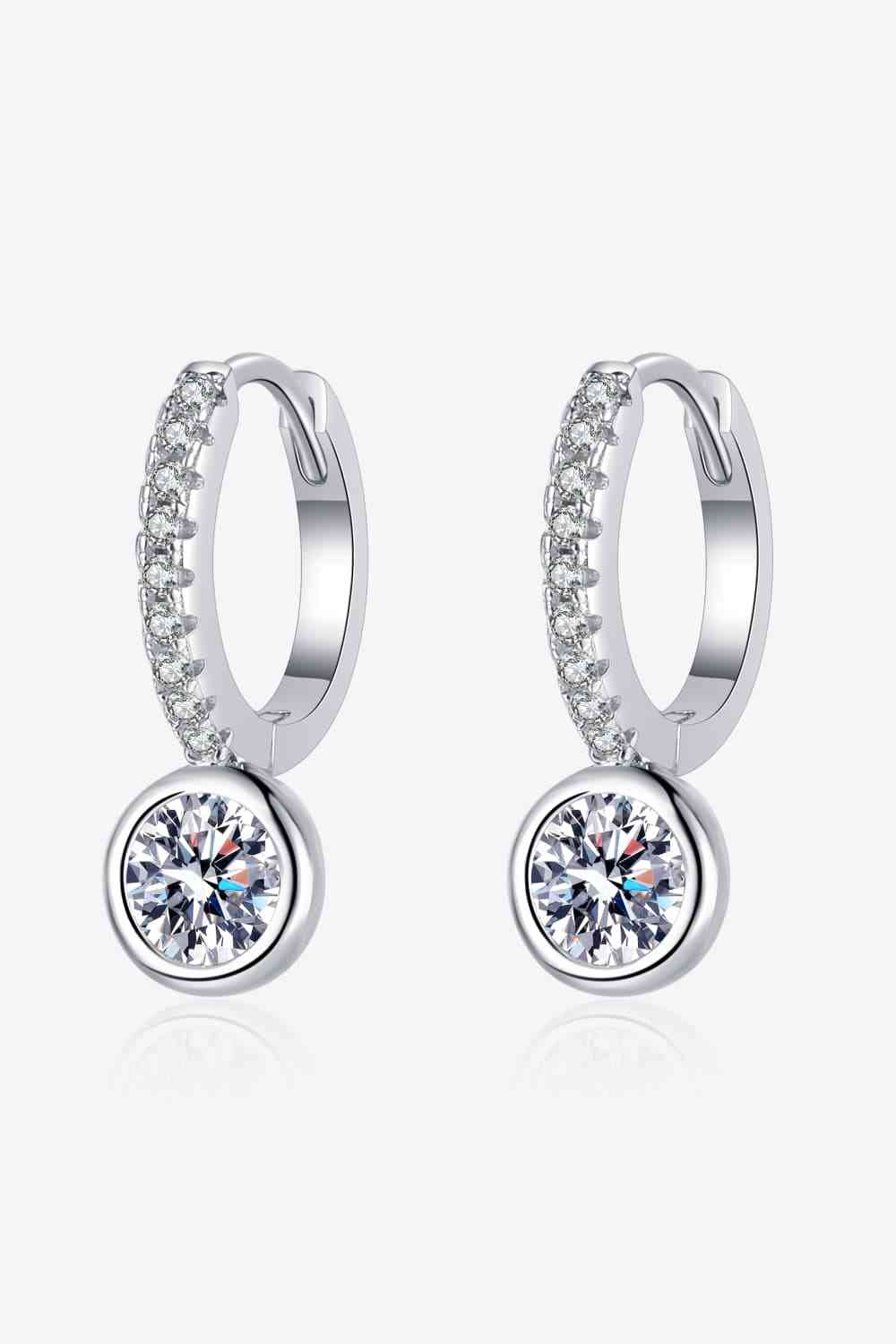 1 Carat Moissanite Rhodium-Plated Drop Earrings Moissanite - Tophatter Daily Deals