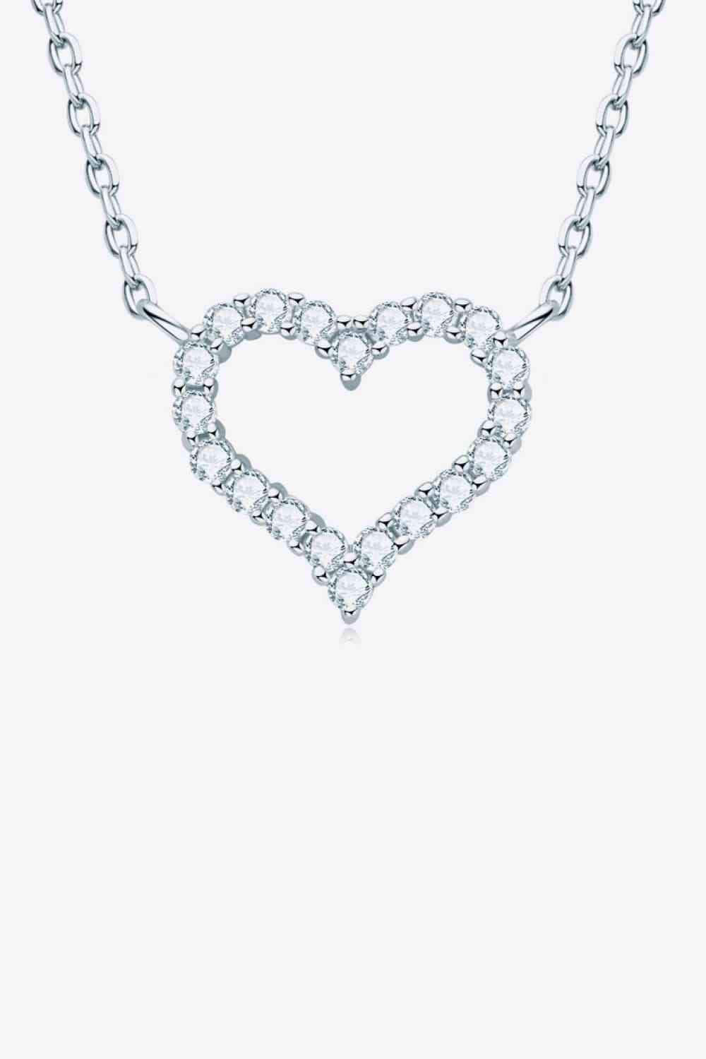 Adored Moissanite Platinum-Plated Heart Necklace Moissanite - Tophatter Daily Deals